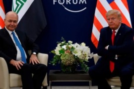 لقاءٌ بين الرئيس الأمريكي دونالد ترامب ونظيره العراقي برهم صالح.