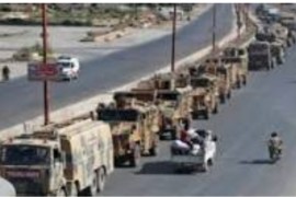 رتل عسكري تركي  ضخم يستقر في صوامع الحبوب جنوب سراقب