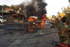 إنفجار باص مبيت يؤدي إلى وقوع عشرات القتلى والجرحى من ضباط الحرس الجمهوري لتنظيم  الأسد الإرهابي.