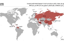 الشبكة السورية لحقوق الإنسان تؤكد أن تسع دول فقط من أصل 193 دولة صوتت لصالح النظام السوري منذ آذار/2011 في قرارات الجمعية العامة للأمم المتحدة