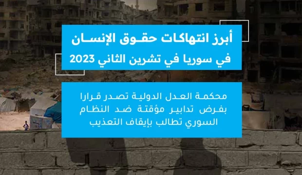 الشبكة السورية لحقوق الإنسان تؤكد أن محكمة العدل الدولية تصدر قرارا بفرض تدابير مؤقتة ضد النظام السوري تطالب بإيقاف التعذيب